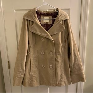Excellent Condition Corduroy Pea Coat with Hood